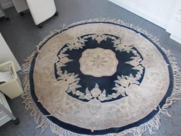 rond oosters wollen tapijt 150 cm doorsnede blauw beschikbaar voor biedingen