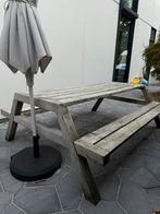 Teak design bank voor 6 personen, Tuin en Terras, Ophalen, Zo goed als nieuw