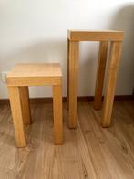 2 stevige houten bijzettafels Lack Ikea, in goede staat!, Huis en Inrichting, Ophalen, Gebruikt, Vierkant, Hout