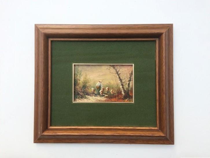 Olieverf op paneel: M. Ferran " Herfst Landschap " (32 x 27), Antiek en Kunst, Kunst | Schilderijen | Klassiek, Ophalen of Verzenden