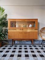 Vintage midcentury vitrinekast | kast retro, Huis en Inrichting, Ophalen, 100 tot 150 cm, 100 tot 150 cm, Vintage