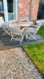 tuintafel en 4 stoelen, Jardin & Terrasse, Tables de jardin, Enlèvement, Utilisé, Bois de teck
