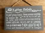 Bordje kattenregels, Huis en Inrichting, Woonaccessoires | Tekstborden en Spreuken, Ophalen, Zo goed als nieuw