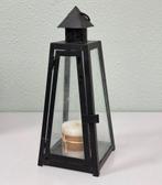 Vintage kaarsenhouder glas metaal kaarsen hanger piramide, Huis en Inrichting, 25 tot 50 cm, Zwart, Ophalen of Verzenden, Zo goed als nieuw