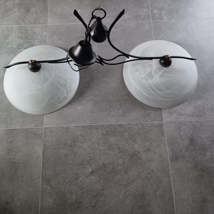 art deco hanglampen(dubbele + enkele!), Huis en Inrichting, Lampen | Hanglampen, Zo goed als nieuw, 50 tot 75 cm, Glas, Metaal