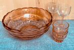 Vintage roze schaal, taartplateau,.. groene schaal, kommetje, Enlèvement, Comme neuf, Verre, Balance ou Balances