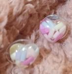 Leuke nieuwe oorbellen, hartjes, gevuld met kleurtaafjes, Ophalen of Verzenden