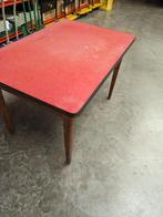 Oude houten (keuken-)tafel rode formica RETRO, Ophalen, Huis en Inrichting