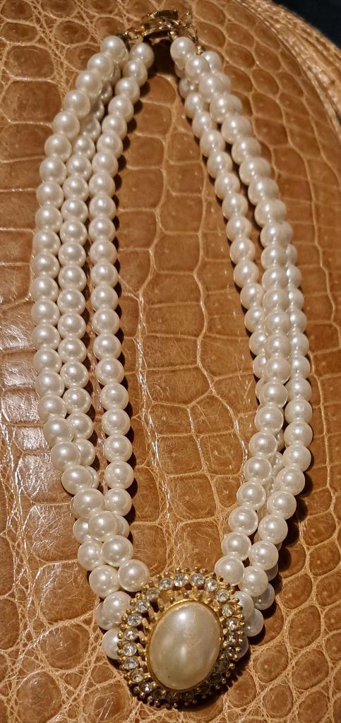 Vintage FM 1988 De Franklin Mint Mary McFadden, Handtassen en Accessoires, Kettingen, Zo goed als nieuw, Overige materialen, Wit