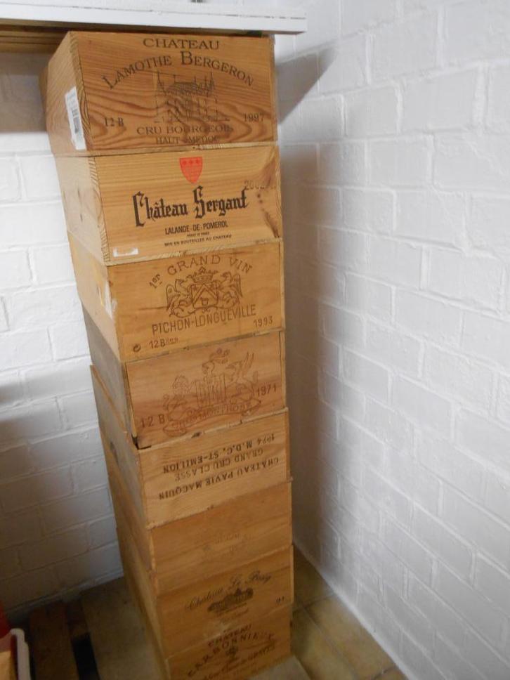 LOT HOUTEN WIJNKISTEN 12 FLESSEN  FRANKRIJK, Huis en Inrichting, Woonaccessoires | Kisten, Ophalen