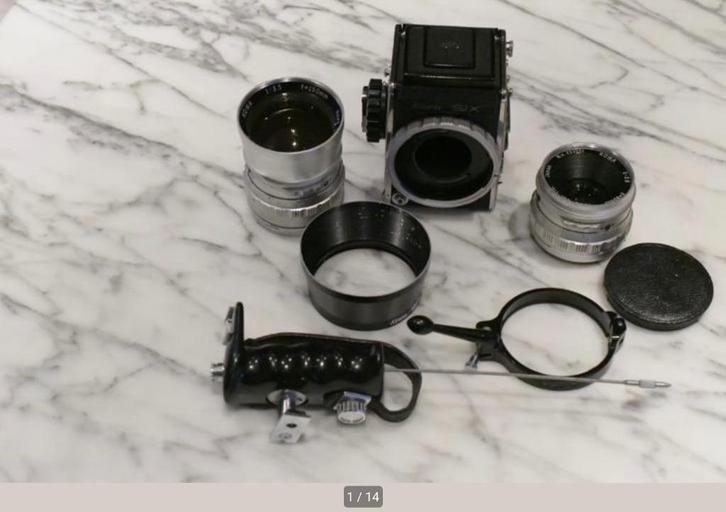 Kowa Six,Kowa 85mm/2.8 en150mm/3.5 en toebehoren, Verzamelen, Foto-apparatuur en Filmapparatuur, Fototoestel, 1960 tot 1980, Ophalen of Verzenden