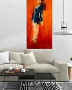 Schilderij peinture painting danser ‘Lifted’ 140x70 oranje, Ophalen, 50 tot 75 cm, Schilderij, 75 cm of meer