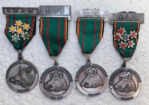 Medailles, LOT 4x Marche Ardense Jagers, Arlon-Vielsam 1970s, Verzamelen, Militaria | Algemeen, Landmacht, Lintje, Medaille of Wings