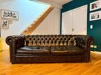 Chesterfield zwarte leren bank — 3 stoelen, Ophalen