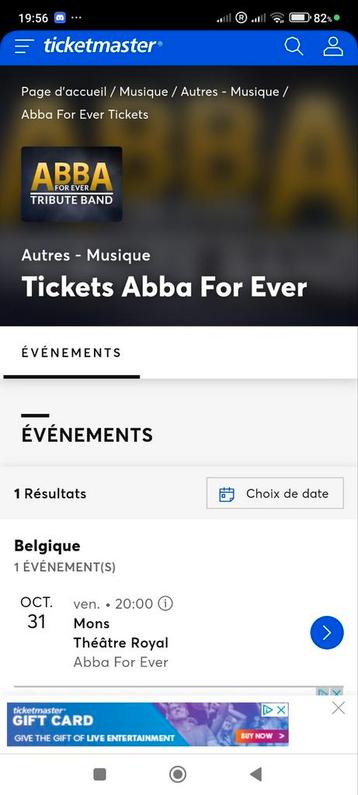 1 place oct. 31 vendredi 20:00 ven. 20:00 Abba For Ever beschikbaar voor biedingen
