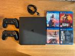 Playstation 4 slim 1TB + 2 controllers + games, Games en Spelcomputers, Spelcomputers | Sony PlayStation 4, Ophalen, Zo goed als nieuw