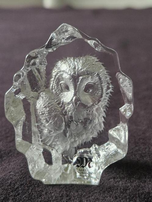 Mats Jonasson -  klein kristallen sculptuur "Maleras uil", Antiek en Kunst, Antiek | Glaswerk en Kristal, Ophalen of Verzenden