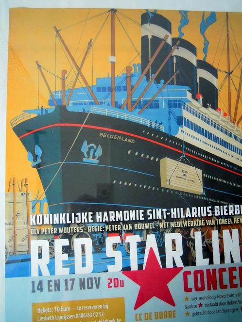 Poster Red Star Line XL encadré, Collections, Marine, Comme neuf, Carte, Photo ou Gravure, Bateau à moteur ou Voilier, Enlèvement