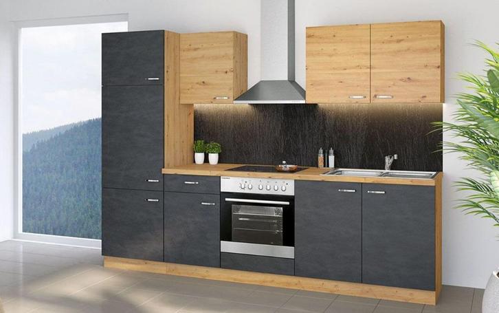 Keuken Delina, Huis en Inrichting, Keuken | Complete keukens, Nieuw, Enkelwandige keuken, Grijs, Overige materialen, Hoogglans of Gelakt