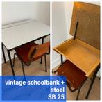 Vintage schoolbank + stoel, Ophalen, Gebruikt