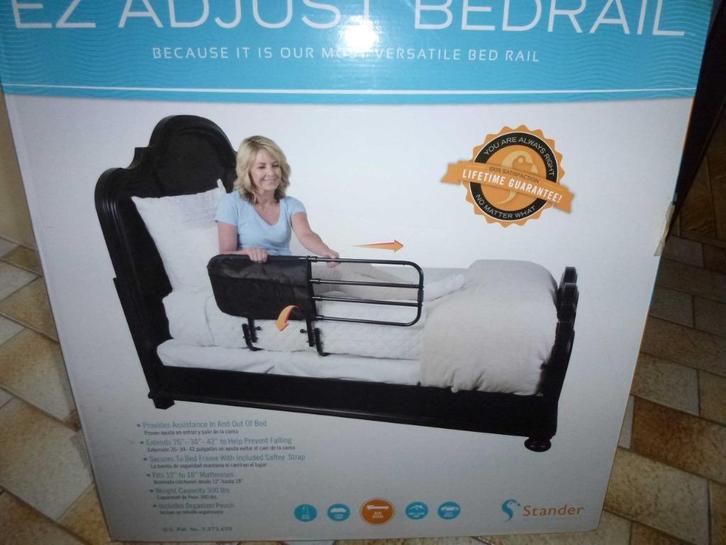 Barrière de lit escamotable de sécurité pour lit d'adulte, Divers, Cadres de marche, Comme neuf, Réglable en hauteur, Poids léger