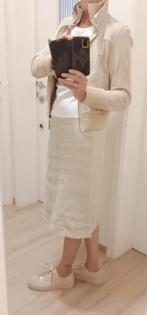 JUPE "CERRUTI 1881" LIN -  BLOUSON CUIR "BERSHKA", CERRUTI ET BERSHKA, Ophalen, Zo goed als nieuw, Beige