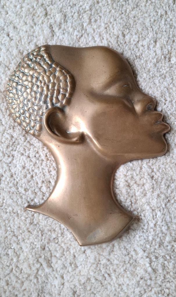 Wanddecoratie Afrikaanse vrouw in Hagenauer stijl - brons, Antiek en Kunst, Antiek | Brons en Koper, Brons, Ophalen of Verzenden