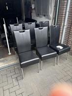 Eetkamerstoelen ,6stuks hoge stoelen zie foto’s, Ophalen, Gebruikt, Zwart, Metaal