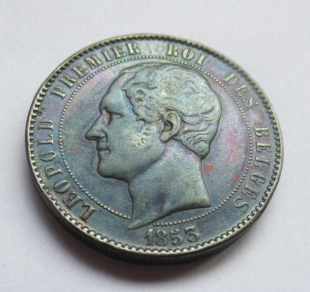 Belgie 10 cent 1853  blauwe patina, Ophalen of Verzenden, België