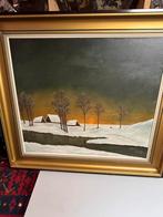 Schilderij op doek .: winterlandschap oranje, Ophalen