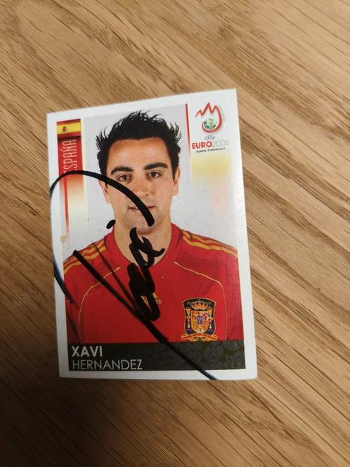 Panini sticker Xavi eu 2008 met handtekening, Verzamelen, Stickers, Ophalen of Verzenden
