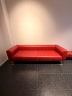 Canape design 4 place cuir rouge Durlet et 3 poufs assortis, 75 à 100 cm, Vintage, Banc droit, Enlèvement