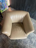 Lederen club zetel - eenzit - kleur beige/bruin, Huis en Inrichting, Ophalen, Zo goed als nieuw, 50 tot 75 cm, Leer