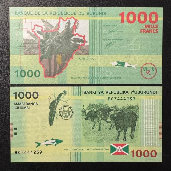 Burundi - 1.000 Francs 2015 - P 51 - UNC - 286, Postzegels en Munten, Bankbiljetten | Afrika, Los biljet, Burundi, Verzenden