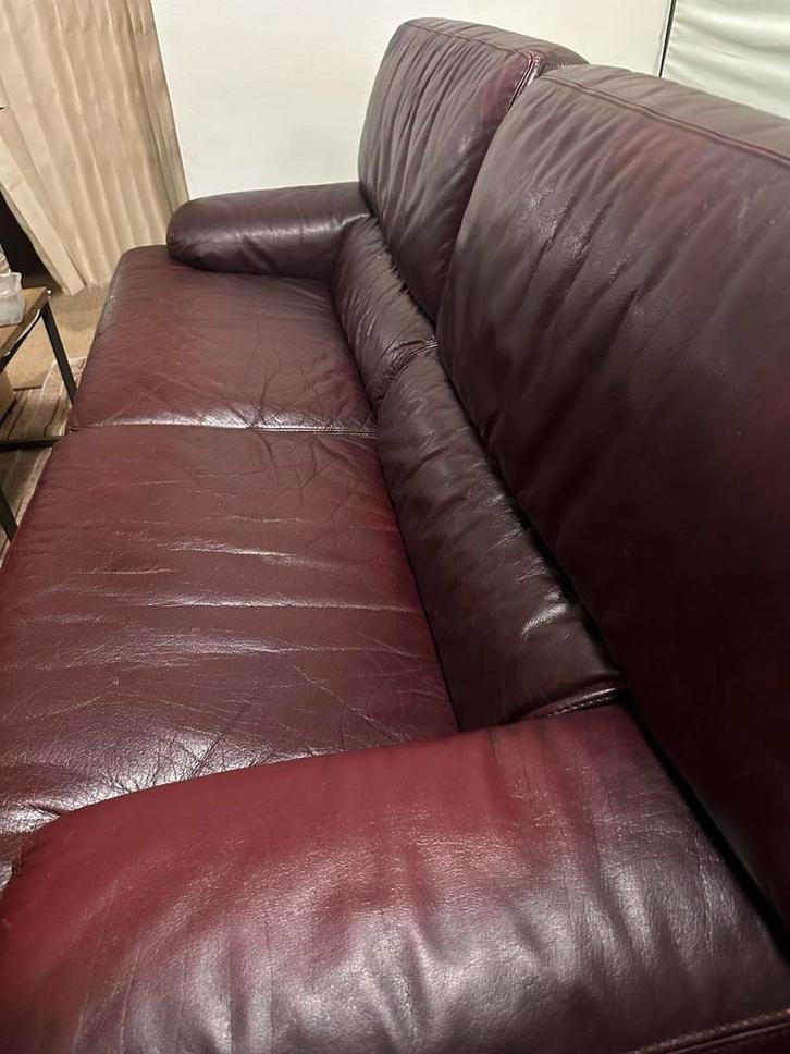 Leren zetelset – 3-zits + 2-zits – gebruikt, Maison & Meubles, Canapés | Sofas & Chaises Longues, Comme neuf, Cuir, Enlèvement ou Envoi