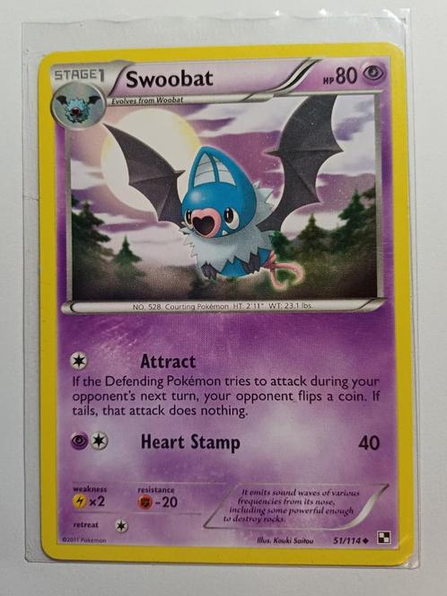 Pokémonkaart Swoobat Black & White 51/114, Hobby & Loisirs créatifs, Jeux de cartes à collectionner | Pokémon, Utilisé, Cartes en vrac