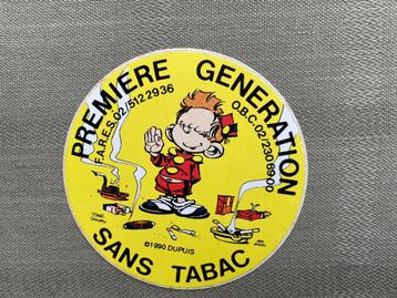 Badge du petit Spirou : 1ère génération sans tabac (1990). beschikbaar voor biedingen