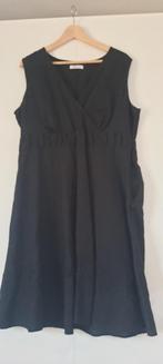 Zwarte linnen jurk mt 46/48, Kleding | Dames, Ophalen, Maat 46/48 (XL) of groter, Zo goed als nieuw, Knielengte