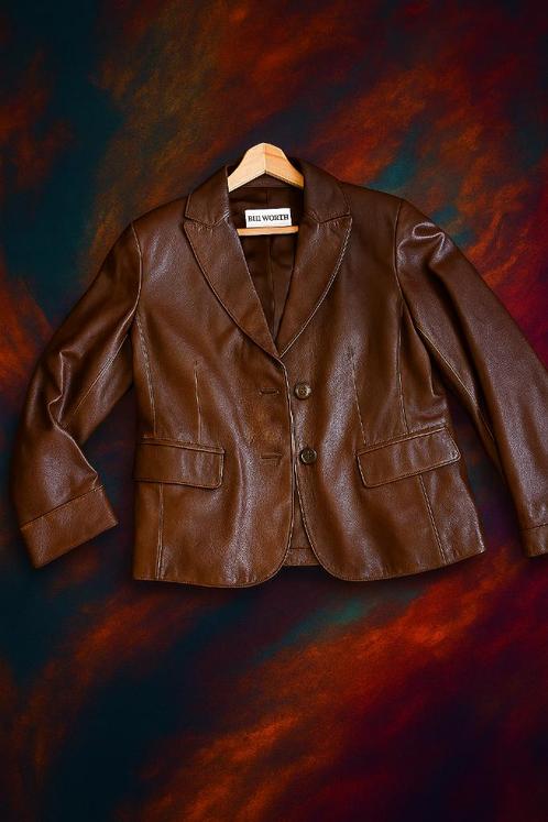 HAUBER leren jas maat 40, Kleding | Dames, Jassen | Winter, Zo goed als nieuw, Maat 42/44 (L), Bruin, Ophalen of Verzenden