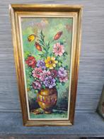 Huile sur toile fleurs signe Armand lacour, Antiquités & Art, Enlèvement ou Envoi