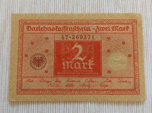 Germany 1920 - 2 Mark - 65b - No 47.269371- Near UNC, Timbres & Monnaies, Billets de banque | Europe | Billets non-euro, Billets en vrac