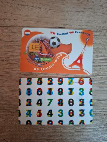 2 telefoonkaarten cijfers en KNVB WK voetbal 1998 Frankrijk beschikbaar voor biedingen