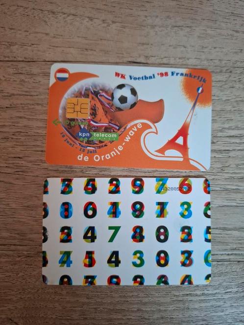 2 telefoonkaarten cijfers en KNVB WK voetbal 1998 Frankrijk, Verzamelen, Telefoonkaarten, Ophalen of Verzenden