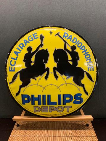 Emaille reclamebord PHILIPS Eclairage-Radiophone uit 1927 beschikbaar voor biedingen