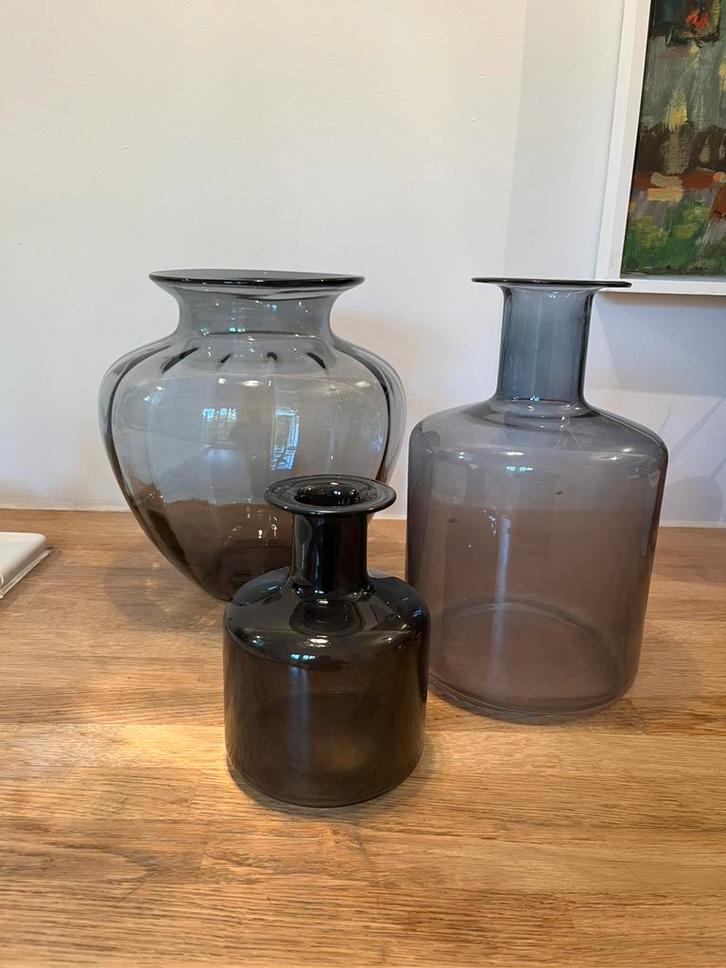 MOOIE VAZEN VAAS 3 STUKS BLAUW GLAS DECO BLOEMEN, Huis en Inrichting, Woonaccessoires | Vazen, Nieuw, Blauw, Minder dan 50 cm