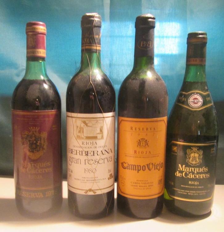 4x Spaanse Rioja - tussen 1976 en 1991, Collections, Vins, Comme neuf, Vin rouge, Espagne, Pleine, Enlèvement ou Envoi