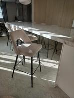 Zandkleurige stijlvolle barkrukken, Huis en Inrichting, Barkrukken, Ophalen, Met voetsteun, 60 tot 90 cm, Metaal