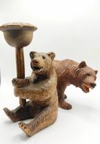 2 zwarte woud beertjes, handgesneden hout, Ophalen of Verzenden