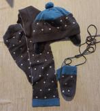 Mooi blauw-grijs setje van muts, wanten en sjaal maat 50, Kinderen en Baby's, Babykleding | Mutsen, Sjaals en Wanten, Maat 50