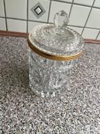 vase en cristal taillé avec un couvercle et un bord doré., Enlèvement ou Envoi, Comme neuf